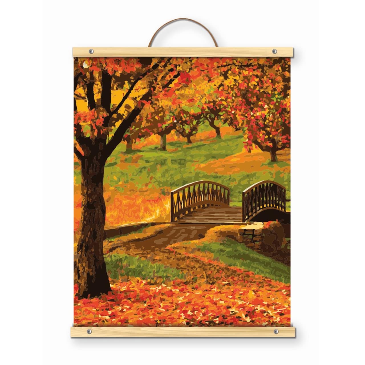 16" x 20" Fall Bridge Paint-by-Number Kit with Wood Display Hanger by Artist's Loft®